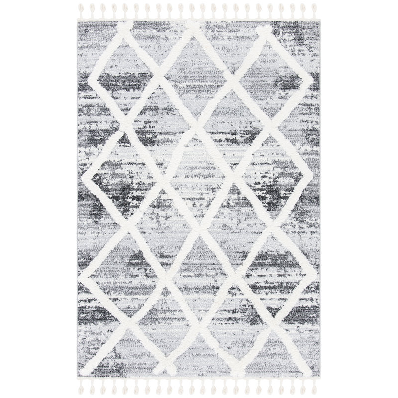 Union Rustic Demelza Geometric Gray/White Area Rug Wayfair